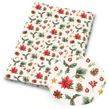 1pc Christmas Print Fabric - 59 X 19.68 Inches (150 X 50 Cm) Pre-Cut Polyester Fabric With Xmas Wreath, Poinsettia, Mistletoe And Holly Pattern - Suitable For DIY Sewing, Scrapbooking, Tablecloths And Crafts - Christmas - View 4