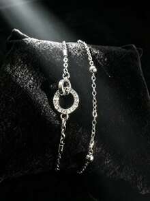 1pc Minimalist Elegant Niche Moebius Ring Double-Layer Bracelet, Suitable For Daily Commute - Silver - View 7