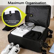JLY Ultra-Lightweight Softshell Suitcase – Small Carry-On Or Medium Checked Luggage – Smooth Rolling & Spacious Design - Black - View 3
