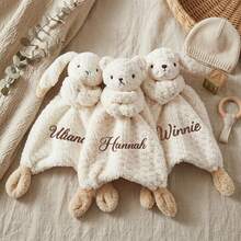 Personalized Baby Rabbit Comfort Blanket Custom Name Plush Animal Lovey Newborn Gift - Multicolor - View 5