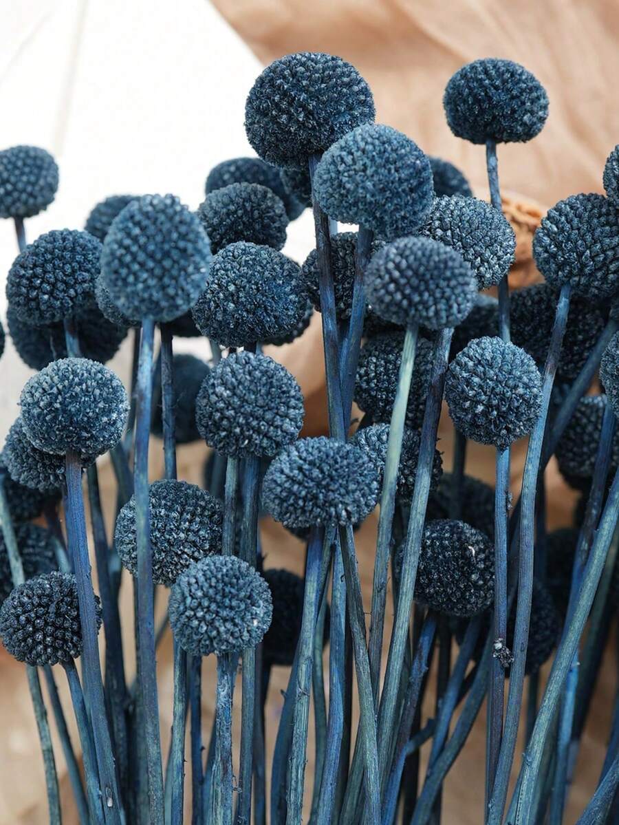 10/20/30件人造金色球形花束-玻璃般無殘留雪蓮花,鮮黃球形花朵,適合DIY手工、婚禮與家居裝飾,耐用中心裝飾,適用鄉村至現代花藝風格 - 墨藍色黃金球 - 查看 1