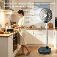 7200mAh USB Rechargeable Portable Folding Fan, 12-Hour Battery Life, Remote Control Included, Telescopic, Handheld, Automatic 90° Rotation, Digital Display, Suitable For Room, Living Room, Rest Area, Office, Outdoor Essential Cooling Fan, Easy Storage - Taiwanese - View 4