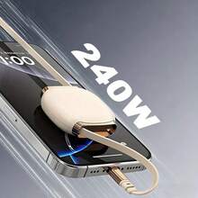 OIITH 240W(MAX) USB C 快充線，磁吸可伸縮 USB-C 充電線，磁吸配件自由伸縮雙 C-Type 線，可延伸 Lightning 充電線，多功能 USB C 線，相容 iPhone 17/16/15/1/13 Pro Max Pro，相容 、平板電腦，PD 快充 - 彩色 - 查看 3