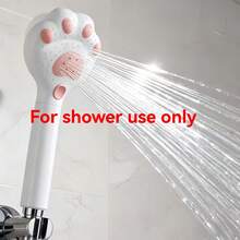 1pc Adjustable Handheld Shower Head, Lotus-Style Shower Head, Cute Cat Paw Design, 3-Level Adjustable Massage, Suitable For Bathroom, Wall-Mounted Installation, Plastic Material, For Shower Use Only - Shower Head - View 8