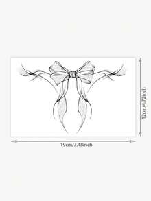 1pc Cool-Tone Sketch Ribbon Bow Temporary Tattoo Sticker, Black & Gray Dotted Ribbon Bow Leg Band Tattoo Sticker, Sexy Hot Girl Thigh Atmosphere Scar Cover Realistic Temporary Tattoo Sticker - Black - View 4