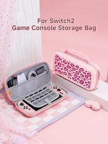 1pc Simple Pink Purple Leopard Print Switch2 (2025)/Switch NS/Switch OLED Compatible Game Console Accessory Set, Game Console Protective Case/Controller Shell/Storage Bag, TPU Soft Shell, Beautiful & Practical, Portable Stand, Portable Travel, Anti-Drop Anti-Scratch, Anti-Fouling, Fashionable Romantic Gift - Multicolor - View 15
