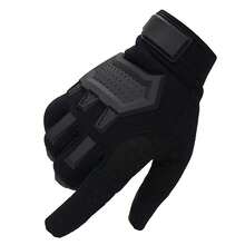 1 Pair Unisex Soft Shell Touchscreen Full Finger Tactical Gloves, Sports, Hiking, Fitness, Motorcycle Riding Gloves - Black - View 14