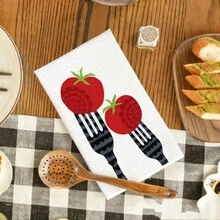 2/4/6Pcs,Vintage Folk Style Kitchen Hand Towels, Carrot Beet Tomato Rooster Cookware Pattern Quick Dry Reusable Cleaning Towels For Cooking Baking Home Decoration,Kitchen Accessories. - Multicolor - View 8