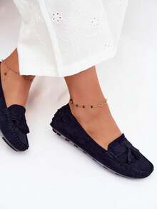 Women's Classic Loafers With Decorative Fringes Comfortable And Timeless Green Red Beige Blue Brown Black - Blue - View 6