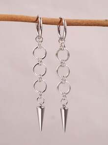 1 Pair Punk Rock Unique Gothic Design Edgy Geometric Spike Drop Earrings, Unisex Daily Wear & Party Jewelry - Multicolor - View 3