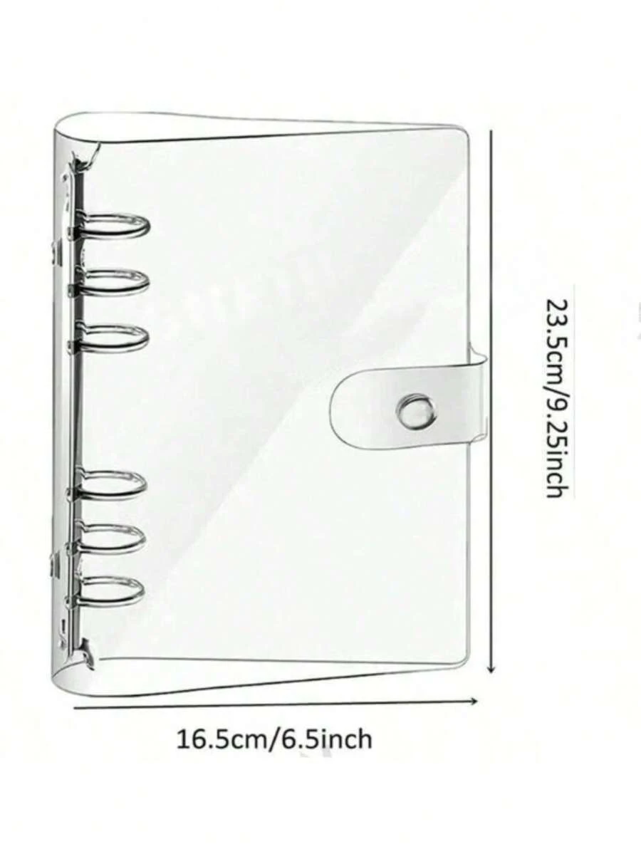 A5/A6/A7 透明活頁夾封面,適用於 A5/A6/A7 活頁夾,6 環裝訂系統,用於整理文件、報告和照片的辦公用品 - 款式隨機 - 查看 1