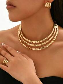 Collar de estilo metálico minimalista de nueva línea en color dorado, personalizado para fiestas - Amarillo Oro - Ver 1