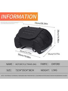 Motorcycle Travel Luggage Bag: Windproof & Waterproof Rear Rack Bag, Black, Universal Motorcycle Tail Bag, Night Reflective Strip Design, Motorcycle Tail Bag Accessories, 22-34L Expandable Motorcycle Rear Seat Bag, With Waterproof & Rainproof Cover, Outdoor Sports Motorcycle Luggage Storage Backpack Handbag, With Shoulder Strap, Pockets And Elastic Rope, Black Sports Bag, Suitable For Sports, Fitness, Exercise, Large Capacity Travel Bag - Multicolor - View 5