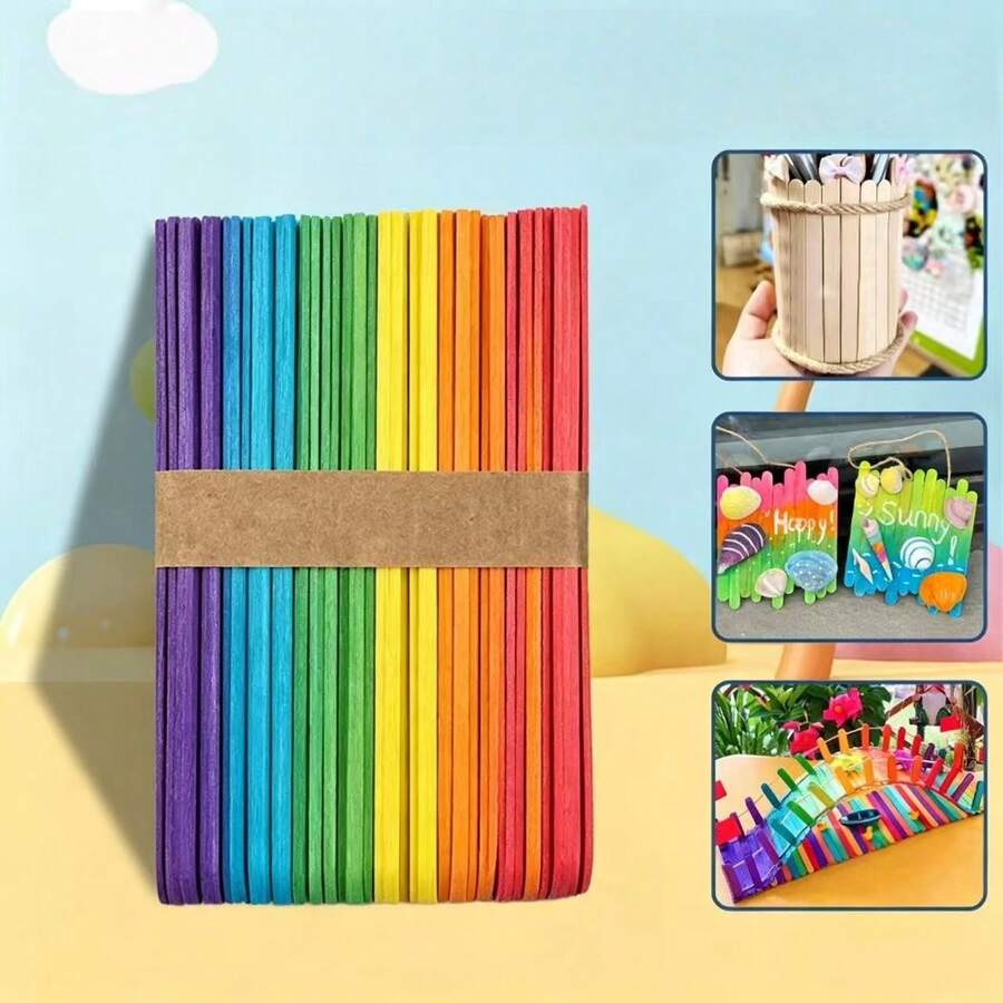 Ice Cream Sticks Wooden Sticks Popsicle Sticks Architectural Model House DIY Craft Materials - Multicolor - View 1