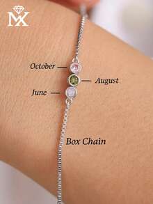 Pulsera personalizada con piedra de nacimiento redonda, joyería personalizada con piedra de nacimiento familiar, pulsera de piedra preciosa personalizada, mejor regalo para mamá - Multicolor - Ver 4