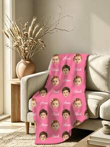 1pc Customized Photo Blanket, Personalized Photo Memorial Blanket, Suitable For Bed/Sofa/Indoor/Outdoor, Christmas Customized Gift, Friend Gift, Family Gift, Birthday Gift, Wedding Gift, Gift For Her, Girlfriend, Mom/Dad, Anniversary - Style 4 - View 3