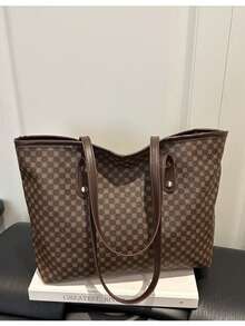 New Fashion Women's Large Capacity All-Over Print Letter Pattern Decorated Double Handle Tote Bag, Suitable For Work Commute - Multicolor - View 1
