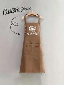 Customizable Name Apron - Durable And Comfortable Neutral Kitchen Workwear, Easy To Care For, Practical Design With Pockets And Adjustable Shoulder Straps, Suitable For Cooking Enthusiasts - Multicolor - View 14