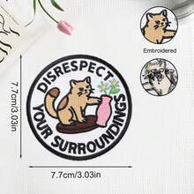 1pc Humorous Embroidered Iron-On Patch: Disrespectful Cat - A - View 3