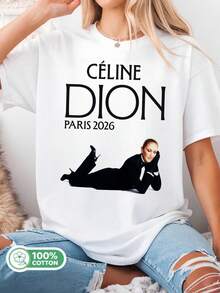 T-shirt  Dion Paris 2026 realizzata in 100% cotone, modello unisex per gli appassionati di pop e concerti 2026 - Bianco - Visualizzare 1