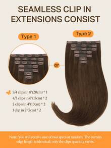 DOORES Seamless PU Clip-In Hair Extensions, 7pcs, 110g, Chocolate Brown, 100% Human Hair, Invisible Comfortable Natural Blend, Easy To Wear - S4A - View 6