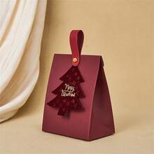 1/5/10pcs Christmas Gift Box - With Leather Handle, Felt Christmas Tree Crafts Design. Suitable For Gift Packaging, Christmas Atmosphere Decorations, Party Tote Bags, Tote Gift Bags. - View 5