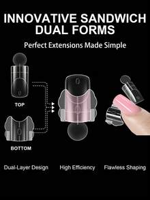 140 Sets Sandwich Style Nail Extension Dual Molds, With Inner Arc Short Square Crystal Rhinestone Nail Tips, Double Layer Nail Molds, Acrylic UV Gel Nail Art Tools - Multicolor - View 4