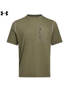 Under Armour Men's Outdoor Crew Neck Quick-Drying Reflective Striped Stretch Sun Protection Lightweight Short-Sleeve T-Shirt - Olive Green - View 1