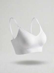 女款無縫露背性感內衣，新娘內衣附3條可調節肩帶，低背婚禮內衣，透氣舒適正式場合細肩帶背心 - 白色 - 查看 10
