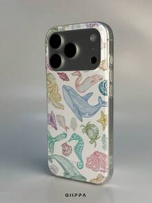 GIIPPA 1pc Diverse Ocean Pattern Design Phone 17 Pro Max Phone Case, Compatible With Phone 16 Pro Max, 15 Pro Max, 14 Pro Max, Korean-Style High-End Fashionable And Interesting Phone Case, Compatible With 11/12/13/14/15/16 Pro Max Plus, Elegant Design Suitable For Men And Women, Perfect Gift For Girlfriend On Christmas, Valentine's Day, Easter, Wedding Season And Birthday! - Multicolor 1 - View 3