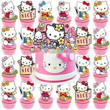 New Pink KT Cat Cake Topper Birthday Party Decoration Kitty Cake Topper Party Supplies - View 2