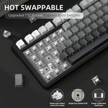 ATTACK SHARK X85 Wireless Mechanical Gaming Keyboard With Knob, Hot-Swappable BT/2.4GHz/USB-C, Side-Printed PBT Keycaps, 75% Gasket Keyboard, RGB Coiled Cable, Linear White Jade Switches, Compatible With PC/MAC/Win - View 8