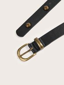 1pc Black Bronze Buckle Women's Belt; Rivet Belt; Y2K Belt; Vintage; Studded Belt; Matches Jeans, Blazers, Shirts, Dresses, Long Coats And More, Suitable For Daily Commute, Casual Outings, Workplace Wear - A - View 3