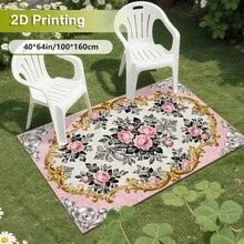 Cashmere-Like Gradient Multi-Pastel Scattered Small Wildflower Soft Blended Watercolor Pattern Printed Outdoor Area Rug, Exquisite Cozy Carpets In Diverse Styles. Suitable For Home, Outdoor, Malls & Cafes, Machine Washable, Various Sizes Available. - A - View 8