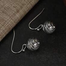 DIYCCPC Minimalist And Elegant Teardrop Design Earrings, Overall Style Gentle And Exquisite, Radiating Oriental Classical Charm - Antique Silver - View 3