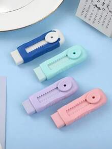 4pcs/3pcs/2pcs/1pc Retractable Eraser, Ultra Clean No Damage Eraser, Student Correction Stationery Eraser, Back To School Essential Reward Small Gift - A - View 5
