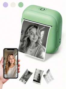 Mini Pocket Printer For Students, Portable Bluetooth Thermal Printer, Can Print Photos And Labels, Wireless High-Definition Instant Printing, Compact Learning Supplies, Birthday Christmas Gift - 彩色 - 查看 1