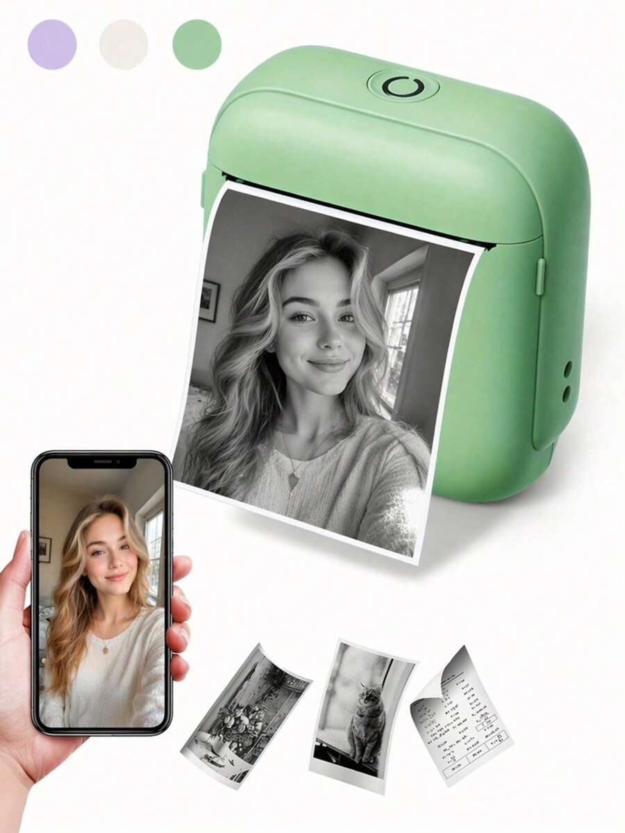 Mini Pocket Printer For Students, Portable Bluetooth Thermal Printer, Can Print Photos And Labels, Wireless High-Definition Instant Printing, Compact Learning Supplies, Birthday Christmas Gift - 彩色 - 查看 1
