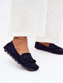 Women's Classic Loafers With Decorative Fringes Comfortable And Timeless Green Red Beige Blue Brown Black - Blue - View 4