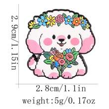 Bros Anak Anjing Teddy Stroberi dengan Motif Karangan Bunga yang Lucu, Aksesori Pin Serbaguna untuk Tas Kanvas dan Jaket Denim Anak Perempuan - MultiWarna - View 4