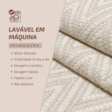 Tapete Grande Sala Quarto 2,00 x 2,50m 100% Algodão Natural Artesanal de Tear Cru Creme Geométrico Antiderrapante Lavável - Bege - Visão 7