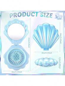 3/12/18pcs Blue Shell Air Cushion Comb Gift Bag Set, Includes Shell Mirror Comb + Organza Bag + Thank You Card, Compact Foldable Mirror Comb, Suitable For Weddings, Holiday Events, Birthdays, Theme Parties, Gatherings, Souvenirs, Scene Atmosphere Decoration - Multicolor - View 9