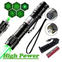 10000mW USB Rechargeable Green Laser Pointer, High Power Handheld Laser Pen With Starry Cap And Adjustable Focus, For Pets, Camping Outdoor - Multicolor - View 3