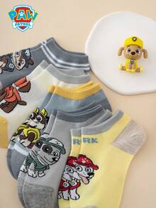 5雙 Paw Patrol 系列 Archie、Pebble 表情條紋字母圖案兒童襪 - 彩色 - 查看 4