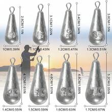 3/6pcs Water Drop Hanging Ring Lead Sinkers, Calibrated Lead, Line- - Grey - View 4
