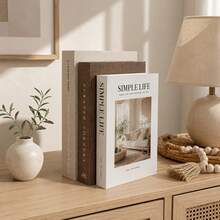2pcs/1pc Paper Aesthetic Decorative Books, Coffee Table Books Decor - Faux Decorative Books For Decoration - Home Desktop Decor - Bedside Table Decor - Home Bookshelf Decor - Brown and White - View 3