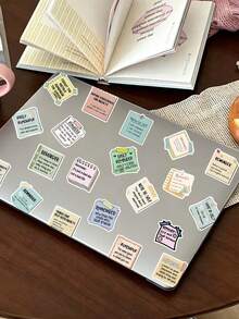304Pcs Colorful Inspirational English Phrase Stickers Cute Cartoon Note Text Aesthetic Stickers For Laptops Luggage Water Bottles Fridges Skateboards Envelopes DIY Crafts Stickers - Multicolor - View 9