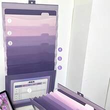 1 pieza Carpeta colgante, Bolsa de archivos plegable, Bolsa de almacenamiento de archivos con color degradado expandible, Se puede usar de forma independiente, Adecuada para la escuela y la oficina - Conjuntos - Ver 8