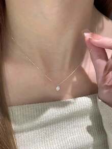 1件優雅精緻閃亮水滴形水鑽吊墜項鍊 女款 - 金色 - 查看 7