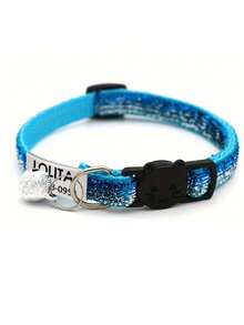 1pc Customized Soft And Adjustable Cat Collar With Breakaway Buckle, Bell And Rhinestones For Small And Medium Sized Pets Daily Wear - Baby Blue - View 9